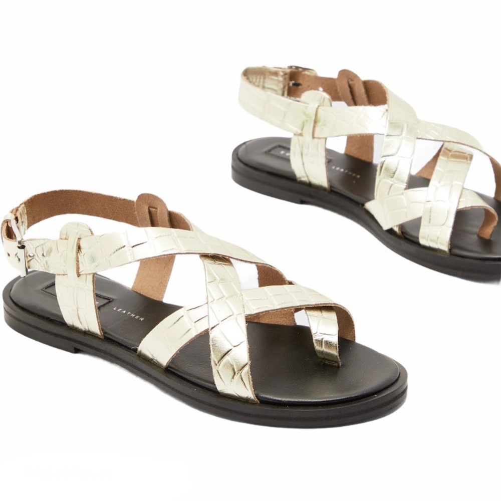 TOPSHOP Paige Sandal Embossed Leather Toe Wrap